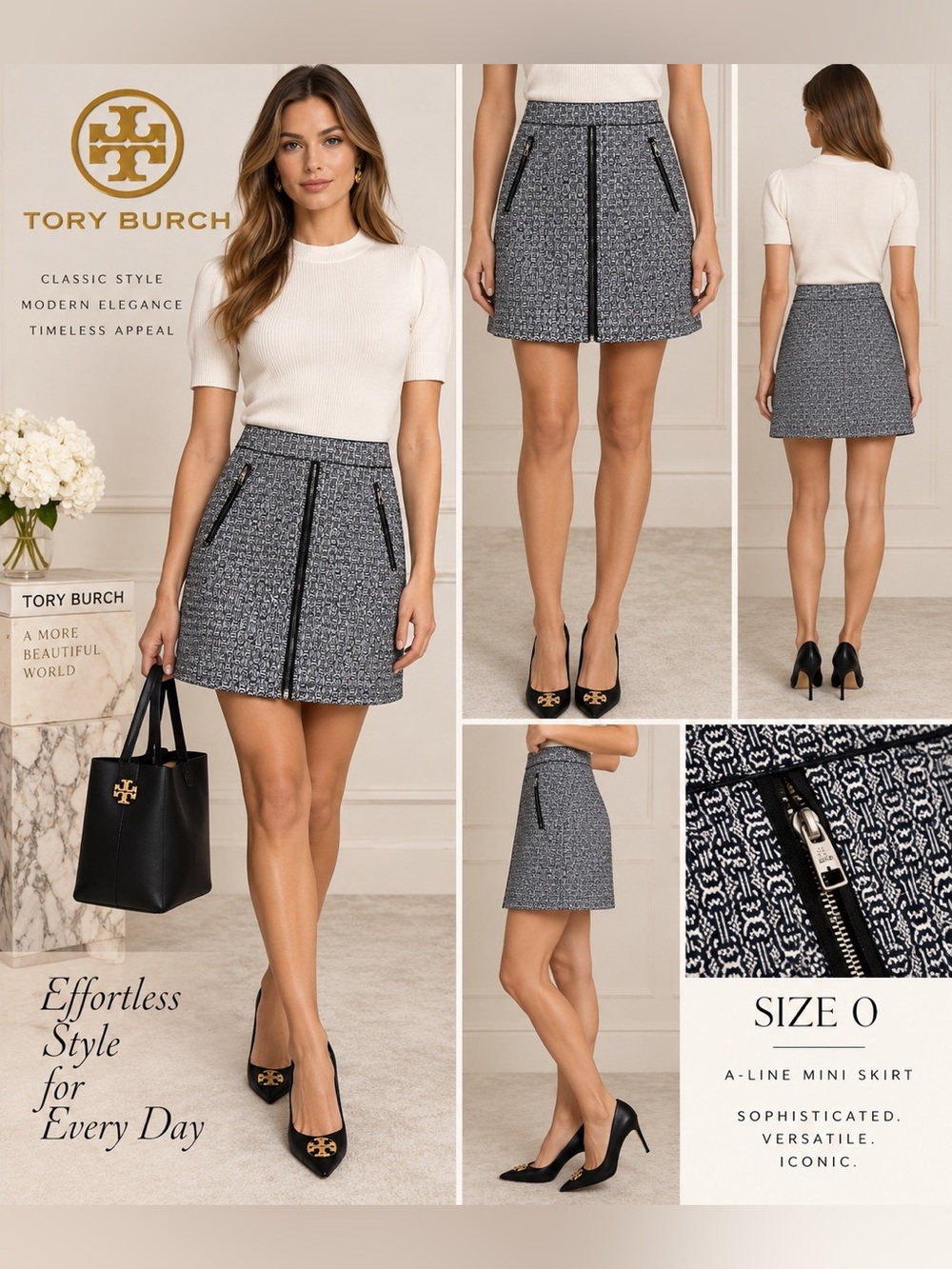 NWT Tory Burch Chaumont Gemini Jacquard A-Line Mini Skirt – Size 0